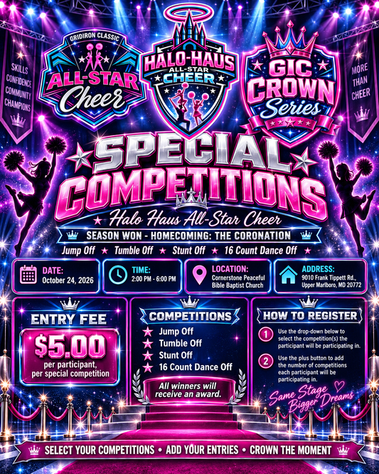 Special Competitions - Jump Off, Tumble Off, Stunt Off, 16 Count Dance Off (Halo Haus All- Star Cheer - Season WON Homecoming: The Coronation)