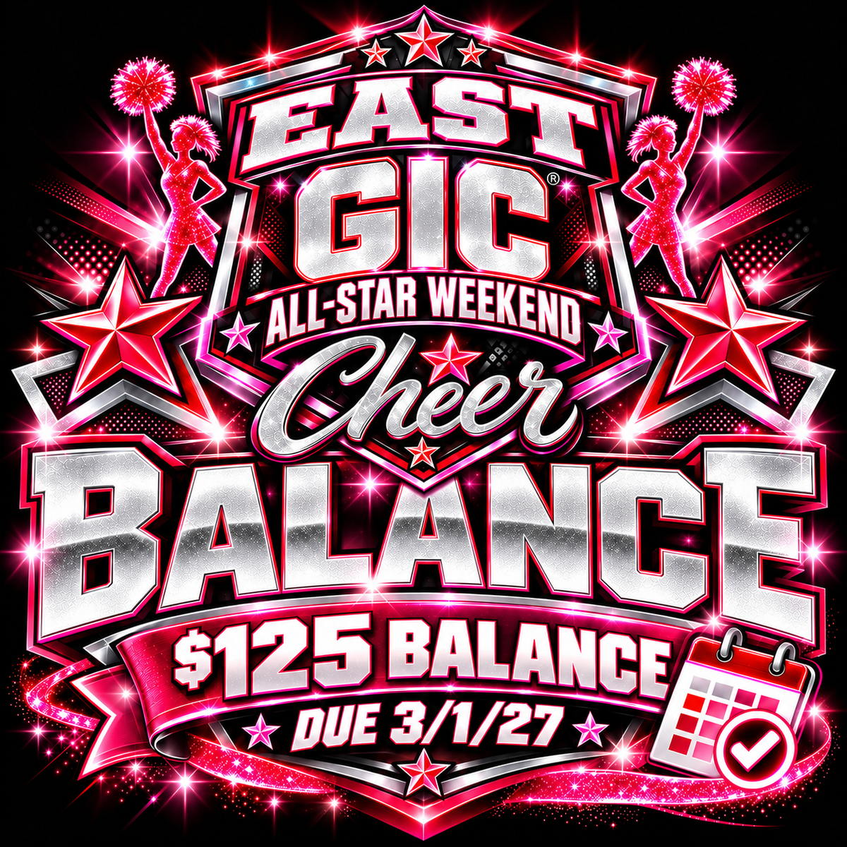 Balance East Payment Plan- GIC Cheer All-Star Weekend