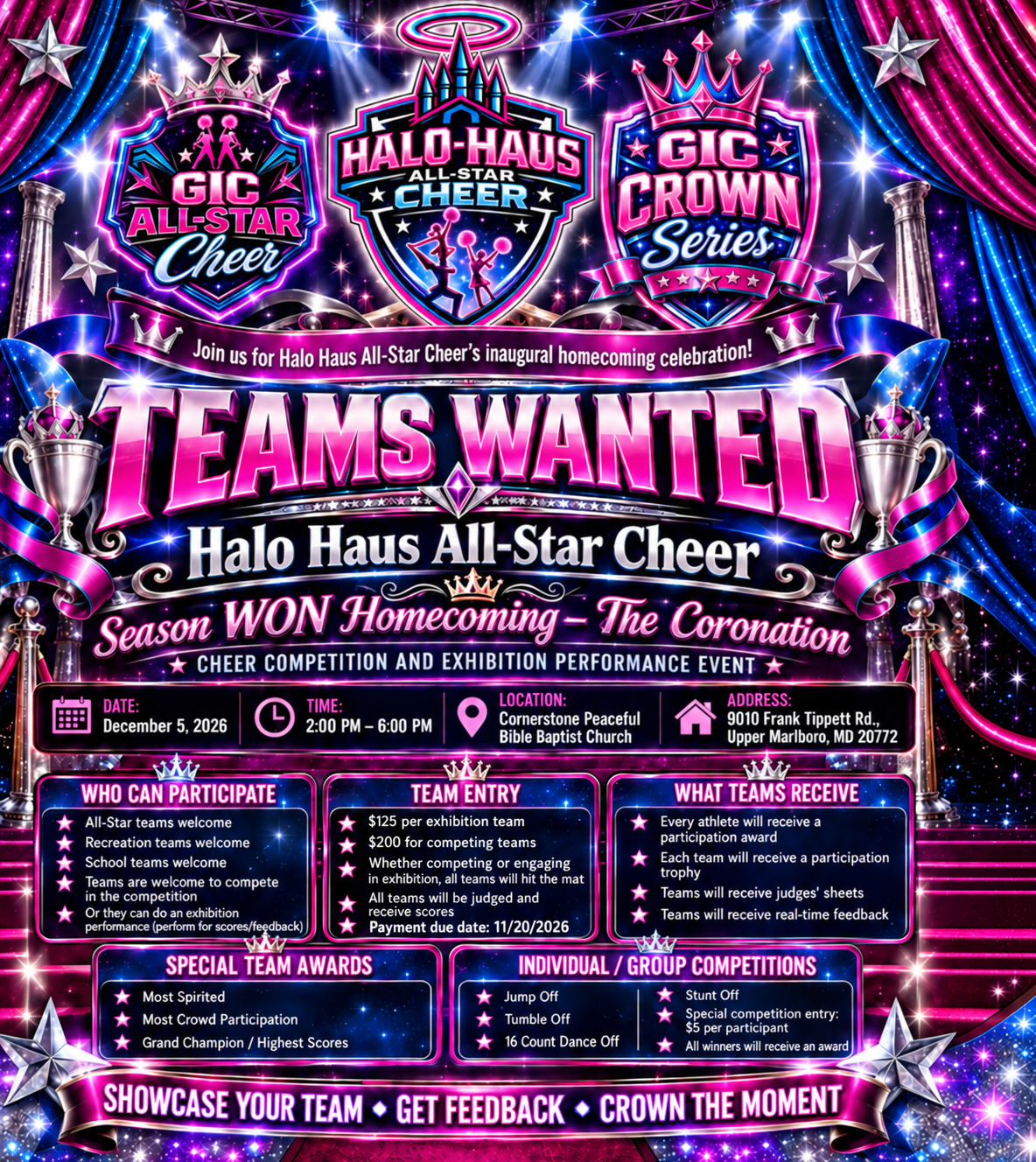 COMPETITION Teams Wanted - Halo Haus Season WON All-Star Cheer, Homecoming: The Coronation (Copy)